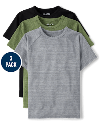 Boys Quick Dry Mesh Raglan Top 3-Pack