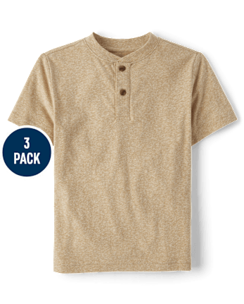 Boys Marled Henley Top 3-Top