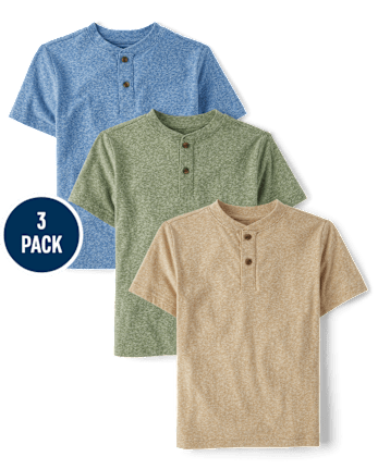 Boys Marled Henley Top 3-Top