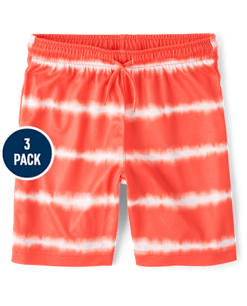 Boys Quick Dry Striped Lined Mesh Active Shorts 3-Pack