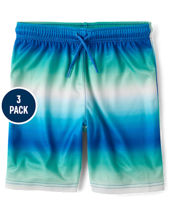 Boys Quick Dry Striped Lined Mesh Active Shorts 3-Pack