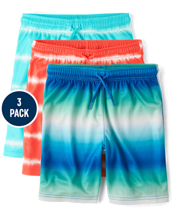Boys Quick Dry Striped Lined Mesh Active Shorts 3-Pack