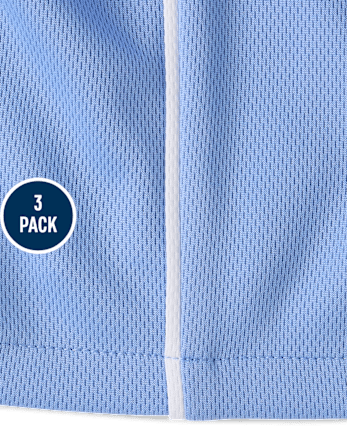 Kids Quick Dry Side Stripe Mesh Active Shorts 3-Pack