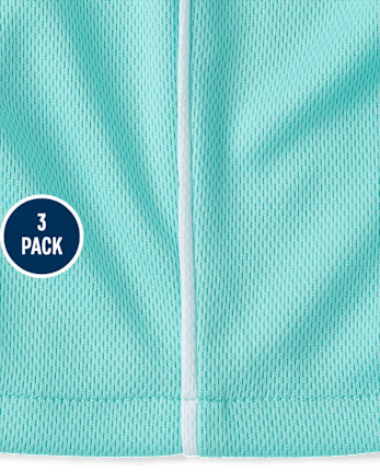 Kids Quick Dry Side Stripe Mesh Active Shorts 3-Pack