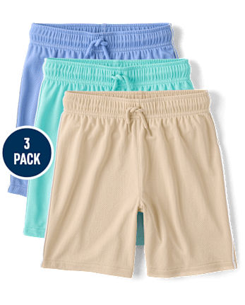 Kids Quick Dry Side Stripe Mesh Active Shorts 3-Pack