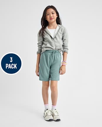 Kids Quick Dry Side Stripe Mesh Active Shorts 3-Pack