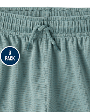 Kids Quick Dry Side Stripe Mesh Active Shorts 3-Pack
