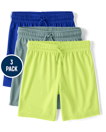 Kids Quick Dry Side Stripe Mesh Active Shorts 3-Pack