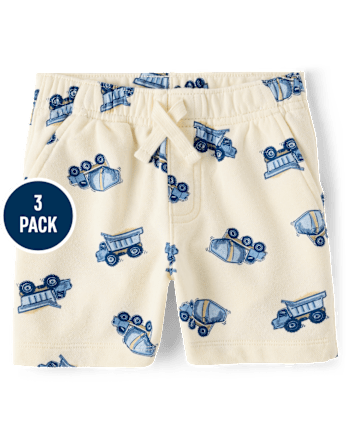 Baby And Toddler Boys Vehicle French Terry Active Shorts 3-Pack