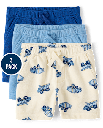 Baby And Toddler Boys Vehicle French Terry Active Shorts 3-Pack