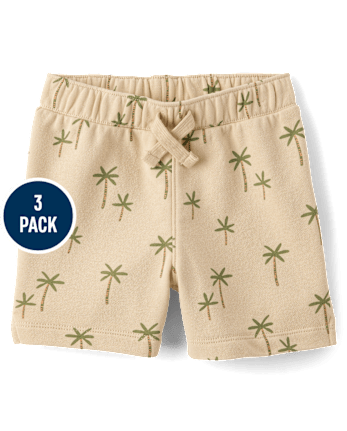 Baby And Toddler Boys Palm Tree French Terry Active Shorts 3-Pack