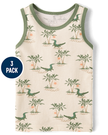 Baby And Toddler Boys Crocodile Tank Top 3-Pack