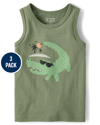 Baby And Toddler Boys Crocodile Tank Top 3-Pack