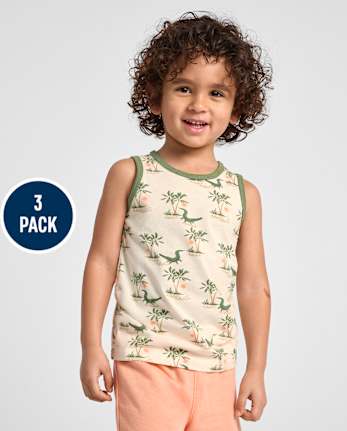 Baby And Toddler Boys Crocodile Tank Top 3-Pack