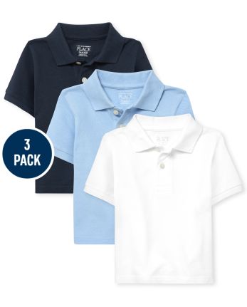 Baby And Toddler Boys Uniform Pique Polo 3-Pack
