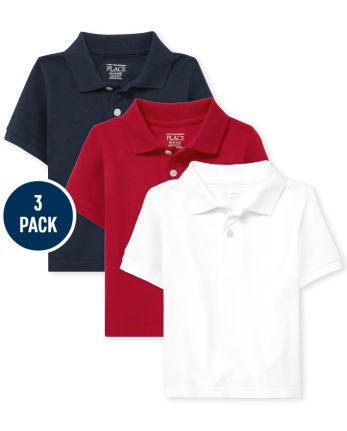 Baby And Toddler Boys Uniform Pique Polo 3-Pack