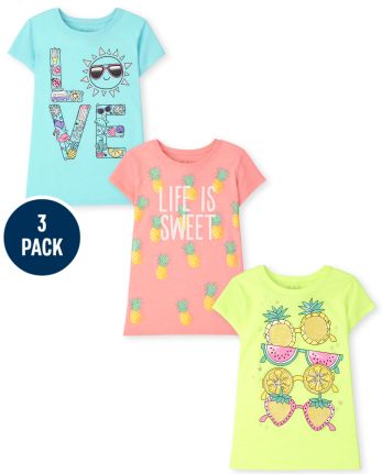 Simple Joys by Carters Girls 3-Pack Short-Sleeve Graphic Tees Pack of 3