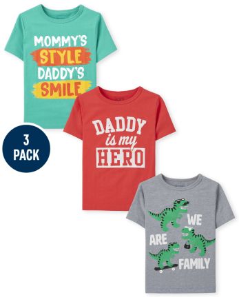 Toddler Boys Family Graphic Tee 3-Pack