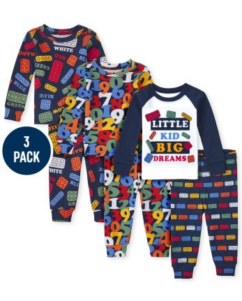 Unisex Baby And Toddler Education Snug Fit Cotton 6-Piece Pajamas