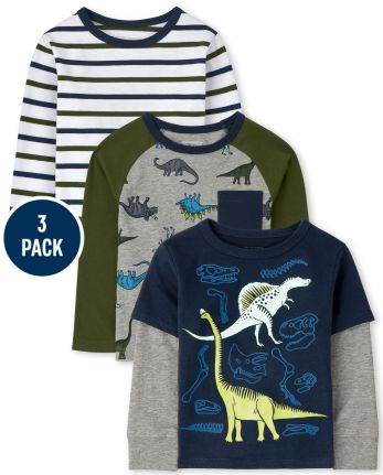 Baby And Toddler Boys Dino Top 3-Pack