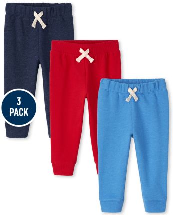 Baby And Toddler Boys Fleece Jogger Pants 3-Pack