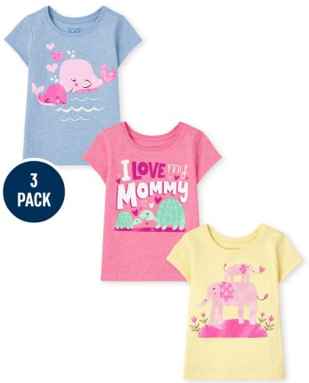 Toddler Girls Animal Graphic Tee 3-Pack