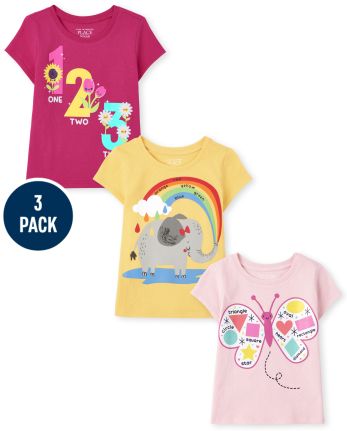 Toddler Girls Education Graphic Tee 3-Pack