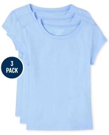 Paquete de 3 camisetas básicas con capas de uniforme para niñas