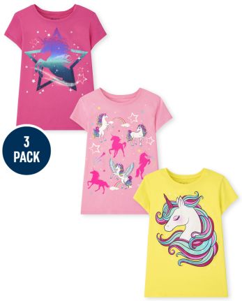 Girls Unicorn Graphic Tee 3-Pack