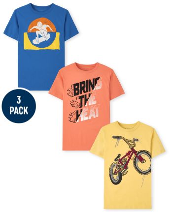 Pack de 3 camisetas deportivas con gráfico para niños