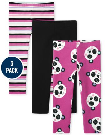 Toddler Girls Panda Leggings 4-Pack