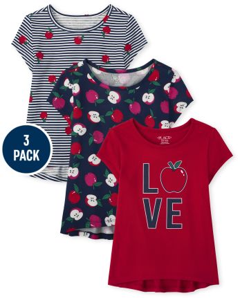 Girls Apple High Low Top 3-Pack