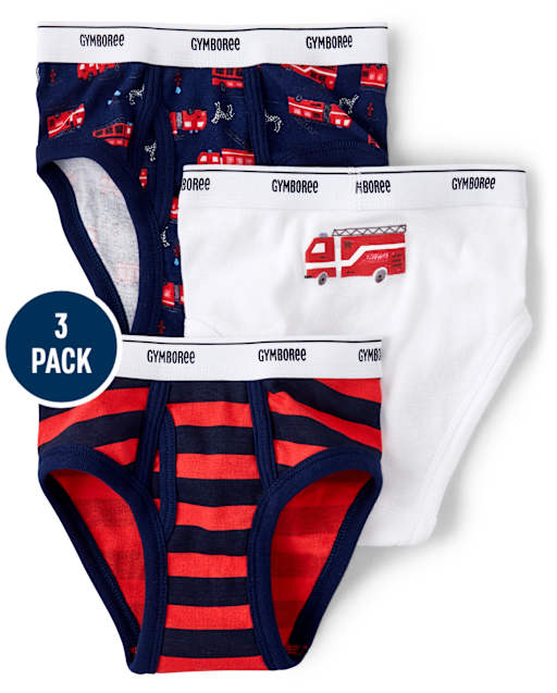 Boys Fire Truck Brief Underwear 3-Pack