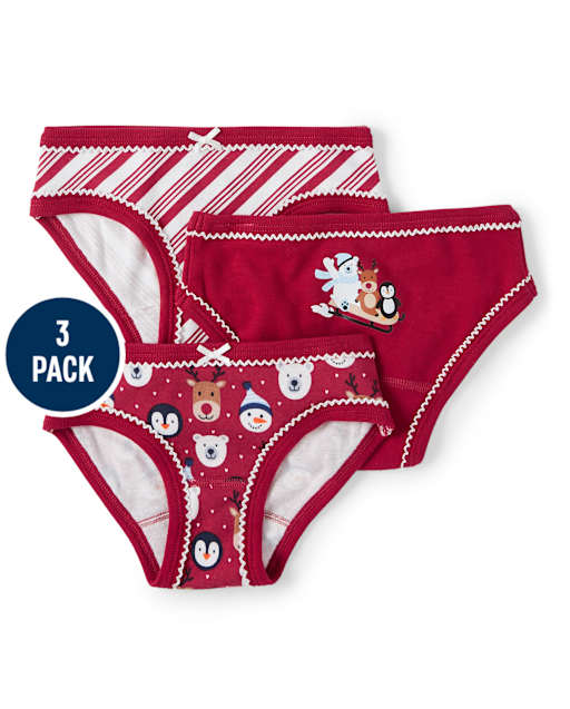 Lot de 3 sous-vêtements de Noël pour filles
