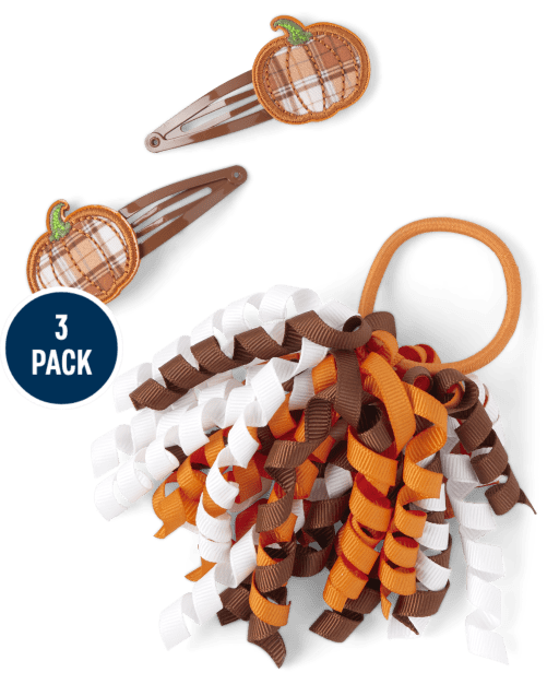 Girls Pumpkin Curly Hair 3-Piece Set - Lil' Pumpkin
