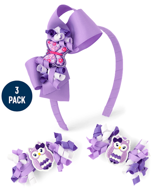 Girls Owl 3-Piece Hair Set - Classroom Cutie