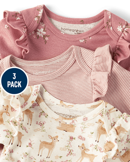 Baby Girls Floral Bodysuit 3-Pack - view 2