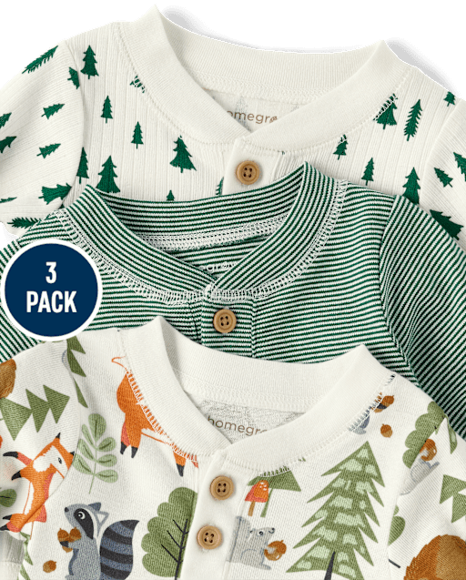 Baby Boys Animal Henley Bodysuit 3-Pack - view 2