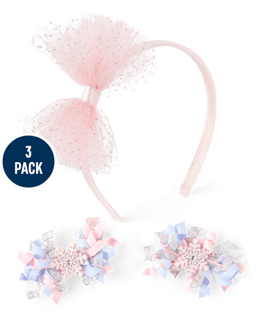 Girls 3-Piece Hair Set - Little Snowflake