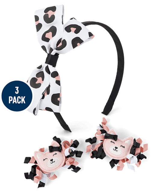 Girls 3-Piece Hair Set - Lil' Leopard