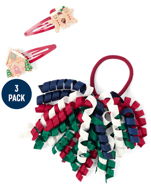 Girls 3-Piece Hair Set - Holiday Express