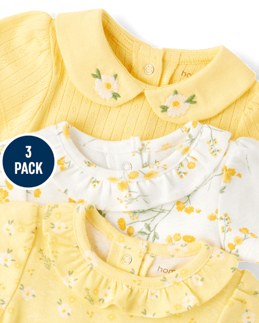 Baby Girls Floral Bodysuit 3-Pack - view 2