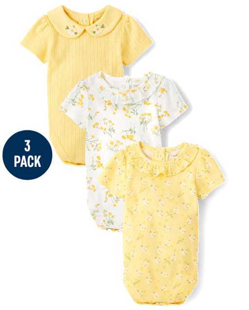 Baby Girls Floral Bodysuit 3-Pack - Homegrown by Gymboree
