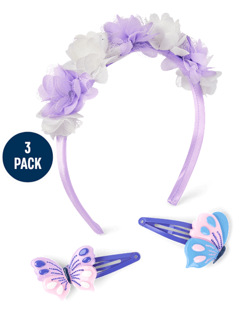 Girls 3-Piece Hair Set - Lavender Fields