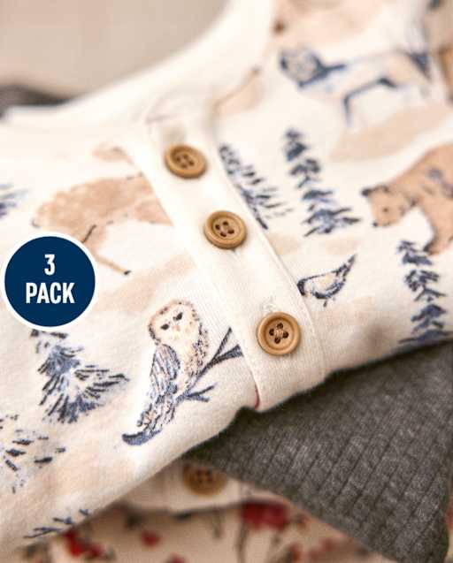 Baby Boys Forest Henley Bodysuit 3-Pack - view 2