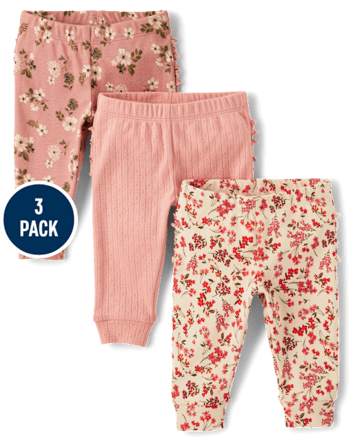Baby Girls Floral Ruffle Leggings 3-Pack - Homegrown by Gymboree