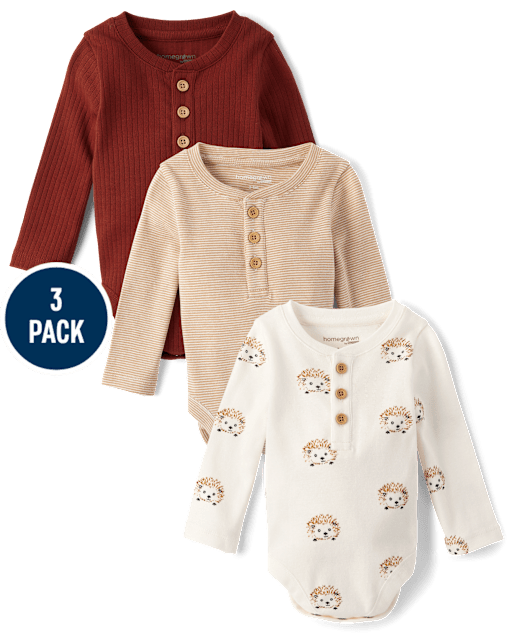 Lot de 3 bodies Henley bébé hérisson - Homegrown by Gymboree