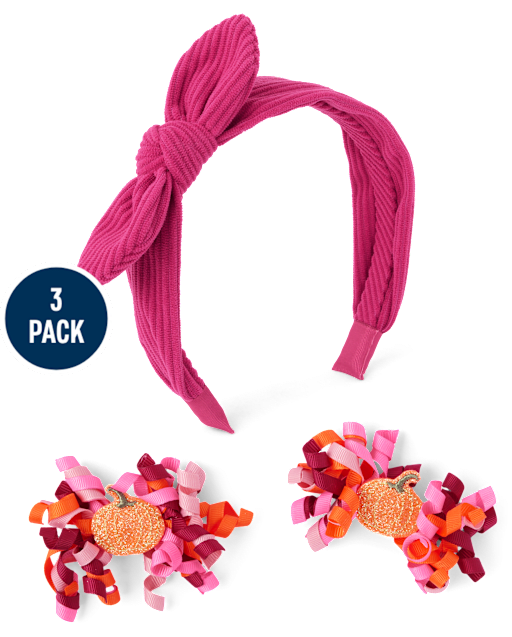 Girls Pumpkin 3-Piece Hair Set - Fall Celebrations - view 2