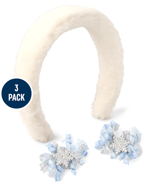 Girls Snowflake 3-Piece Hair Set - First Frost