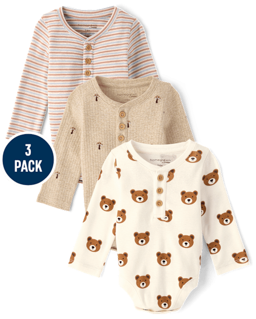 Baby Bear Henley Bodysuit 3-Pack - Homegrown by Gymboree